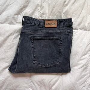 Duluth Trading Company 44x30 Black distressed relaxed wide leg jeans distressed